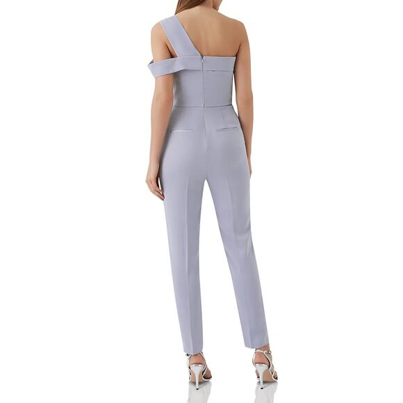 REISS Mandi Silver Lake One Shoulder wedding guest semi formal Jumpsuit size 4 - Picture 3 of 13